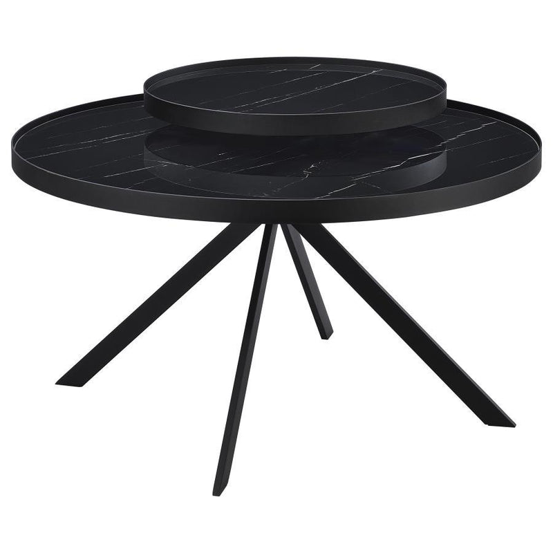 Briggs - Round Marble Printed Glass Top Coffee Table