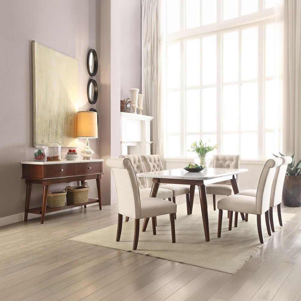 Gasha - Side Chair (Set of 2) - Beige Linen & Walnut - Urban Living Furniture (Los Angeles, CA)