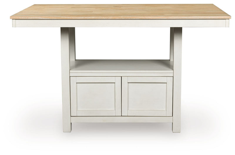 Purlaney - Antique White / Natural - Rectangular Dining Room Counter Table