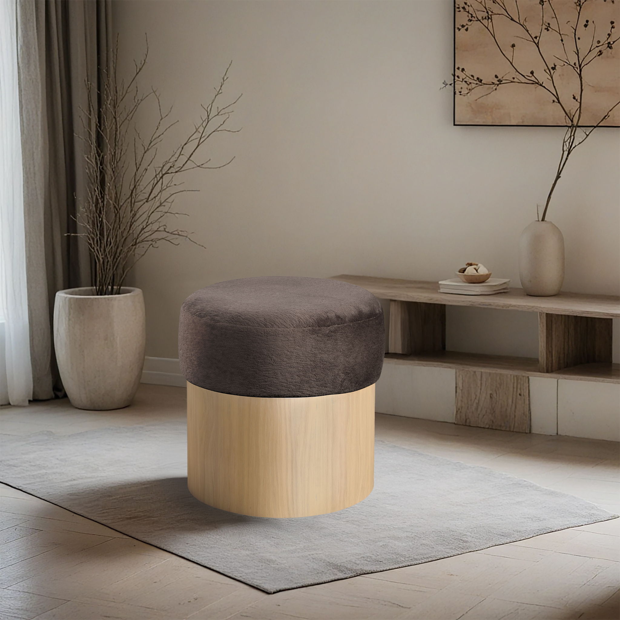 Nimes - Ottoman / Stool With Natural Base - Urban Living Furniture (Los Angeles, CA)
