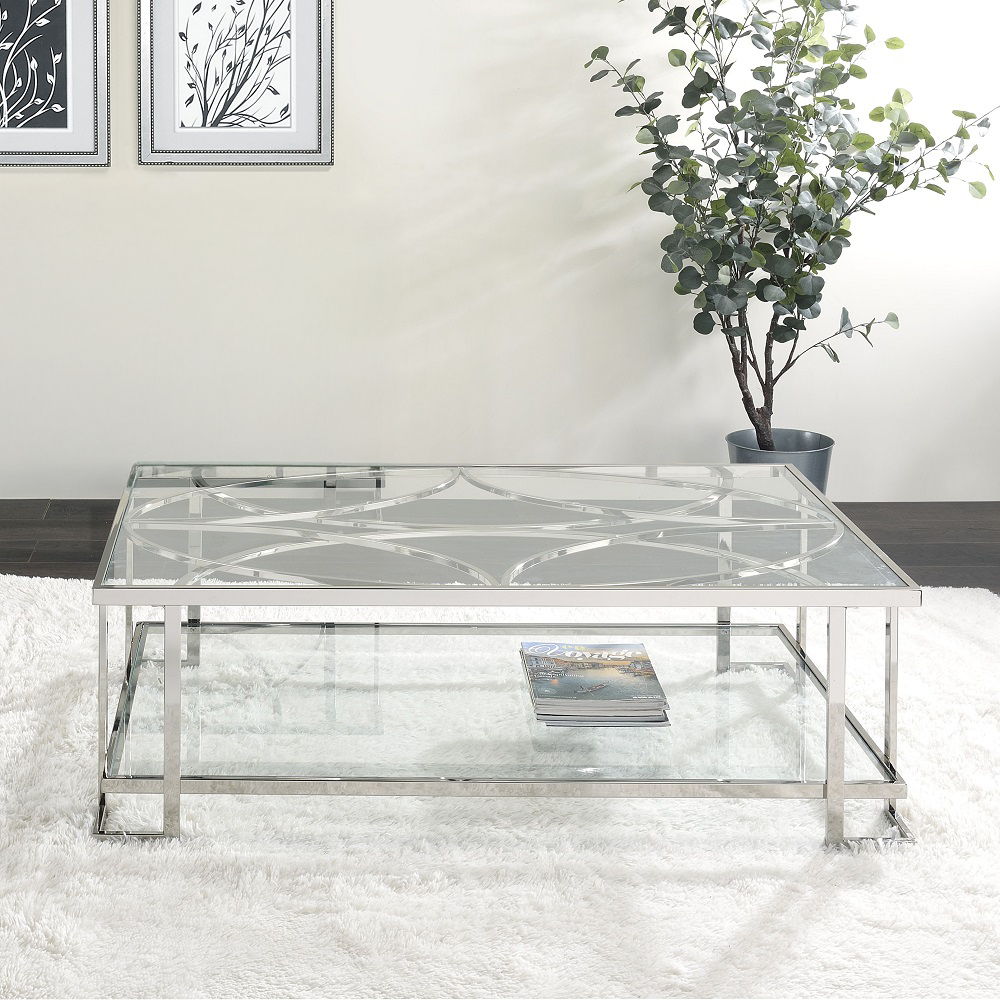 Kalan - Coffee Table - Glass & Silver - Urban Living Furniture (Los Angeles, CA)