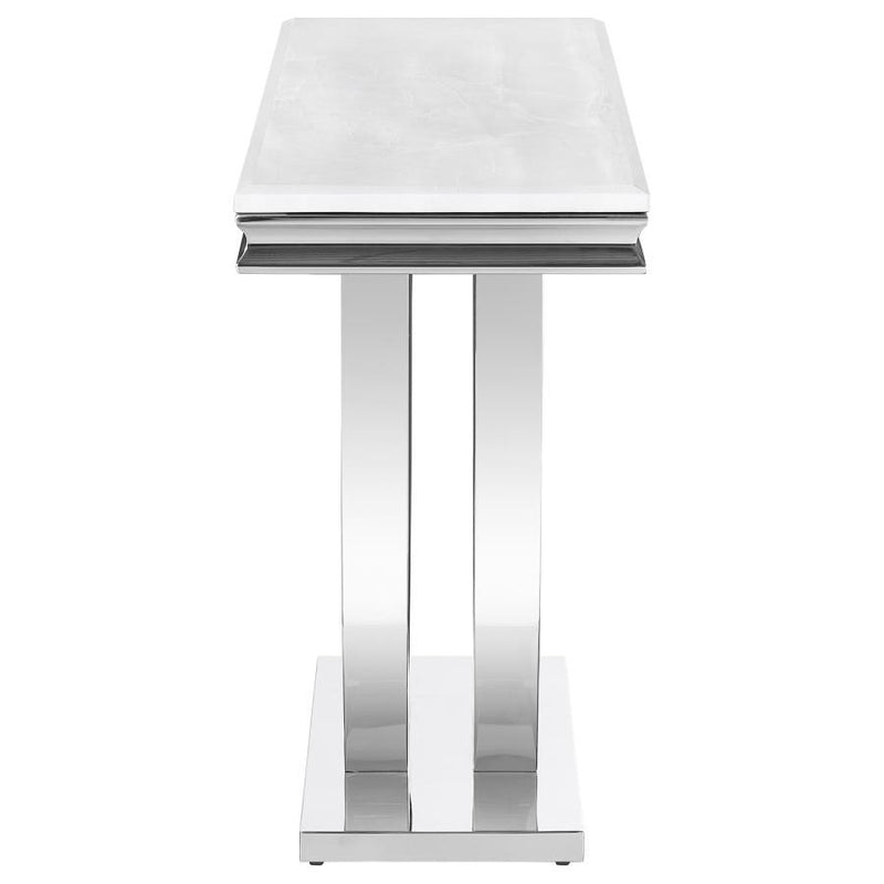 Kerwin - U - Base Stone Top Entryway Sofa Console Table - Chrome