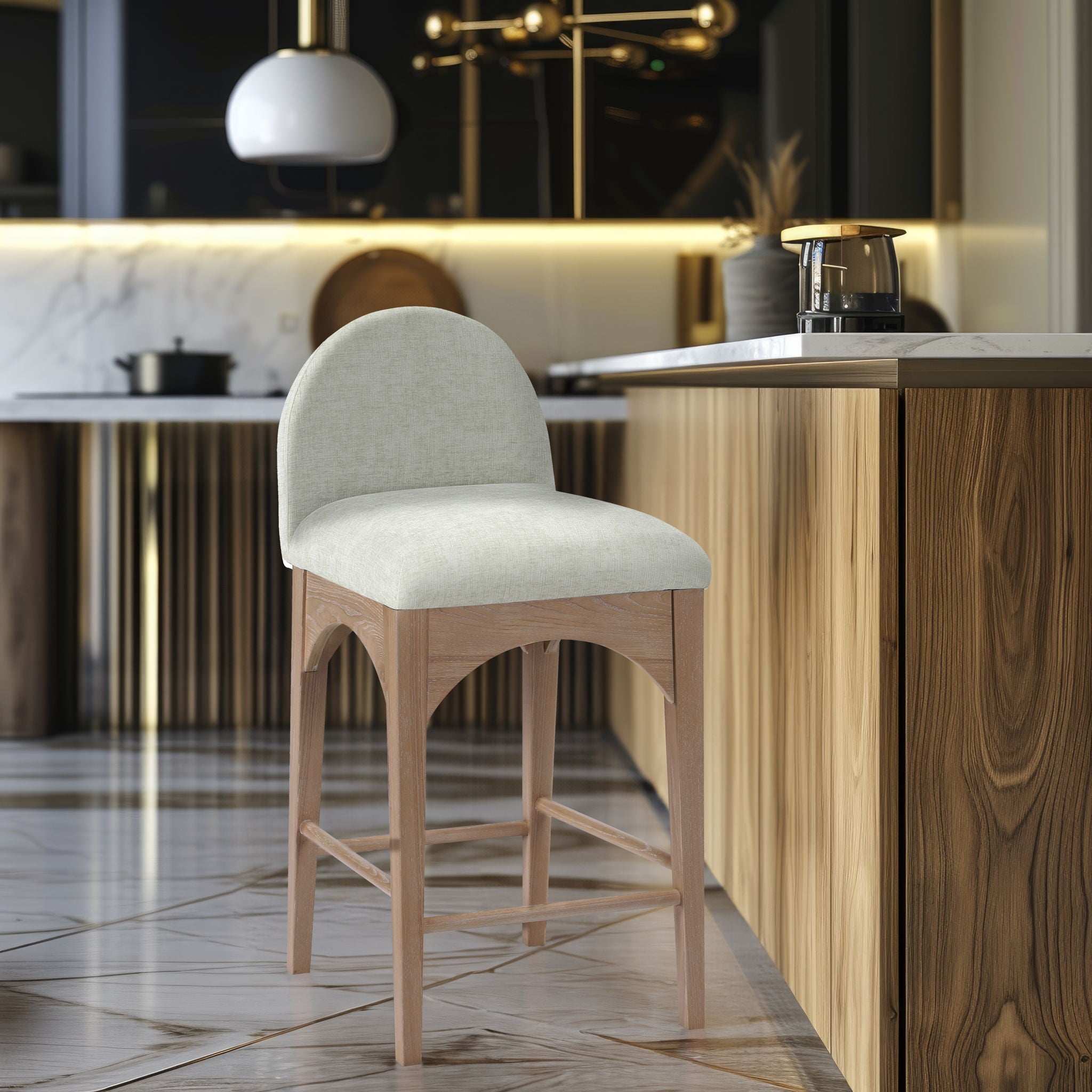 Waldorf - Chenille Stool With Natural Legs - Urban Living Furniture (Los Angeles, CA)