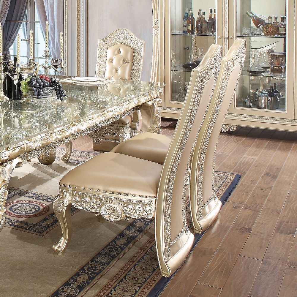 Vatican - Side Chair (Set of 2) - Synthetic Leather & Champagne Silver - Urban Living Furniture (Los Angeles, CA)