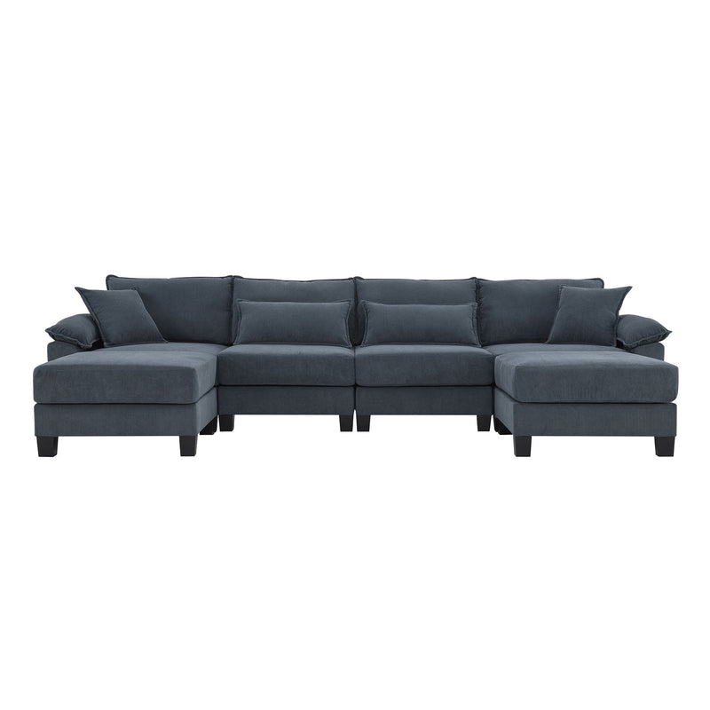 Wide Seat Modular Sectional Bed Sleeper Couch Set With Armrest Pillow 6 Seat, Free Combination Sofa With Ottomans Oversized