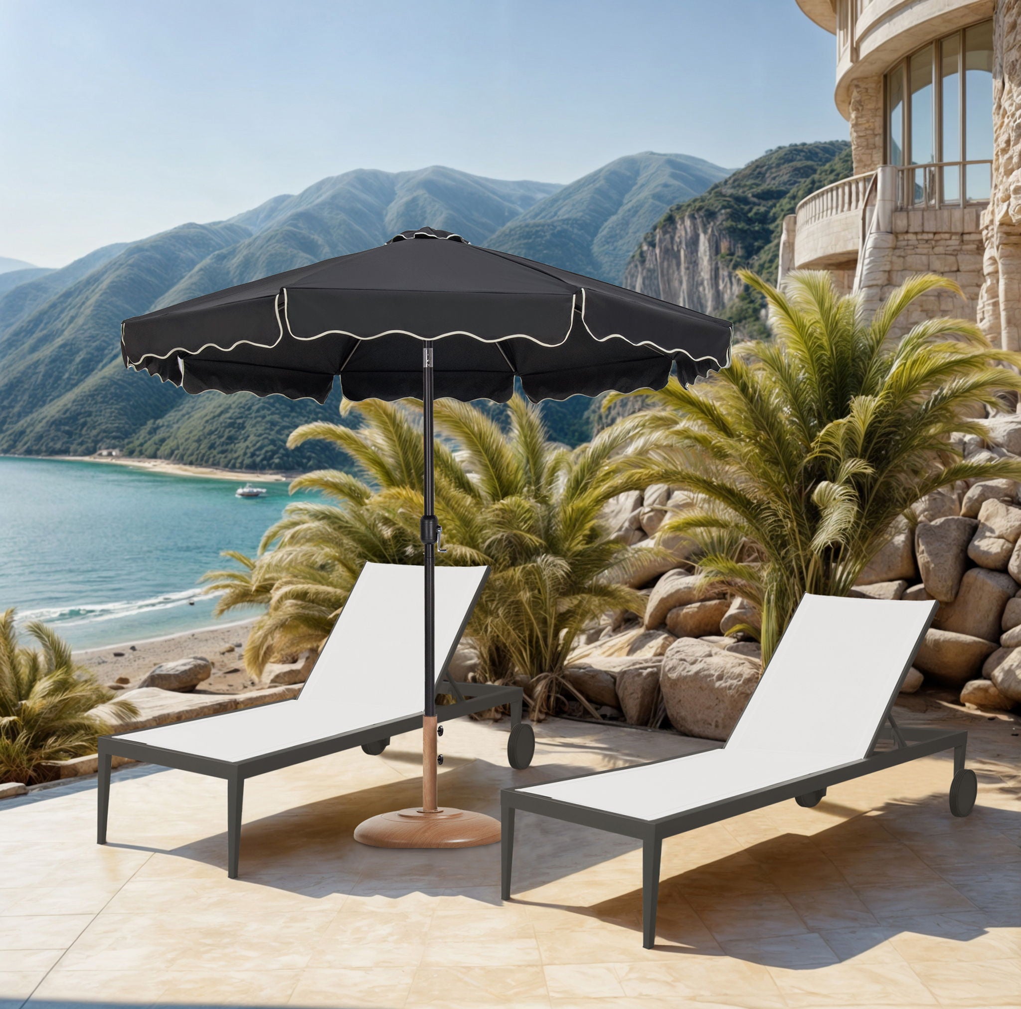 Amalfi - Patio Umbrella - Light Brown Base / Black Pole - Urban Living Furniture (Los Angeles, CA)