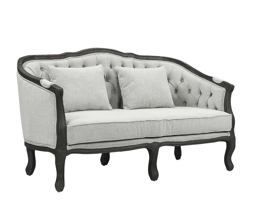 Samael - Loveseat - Gray Linen & Dark Brown Finish - Urban Living Furniture (Los Angeles, CA)