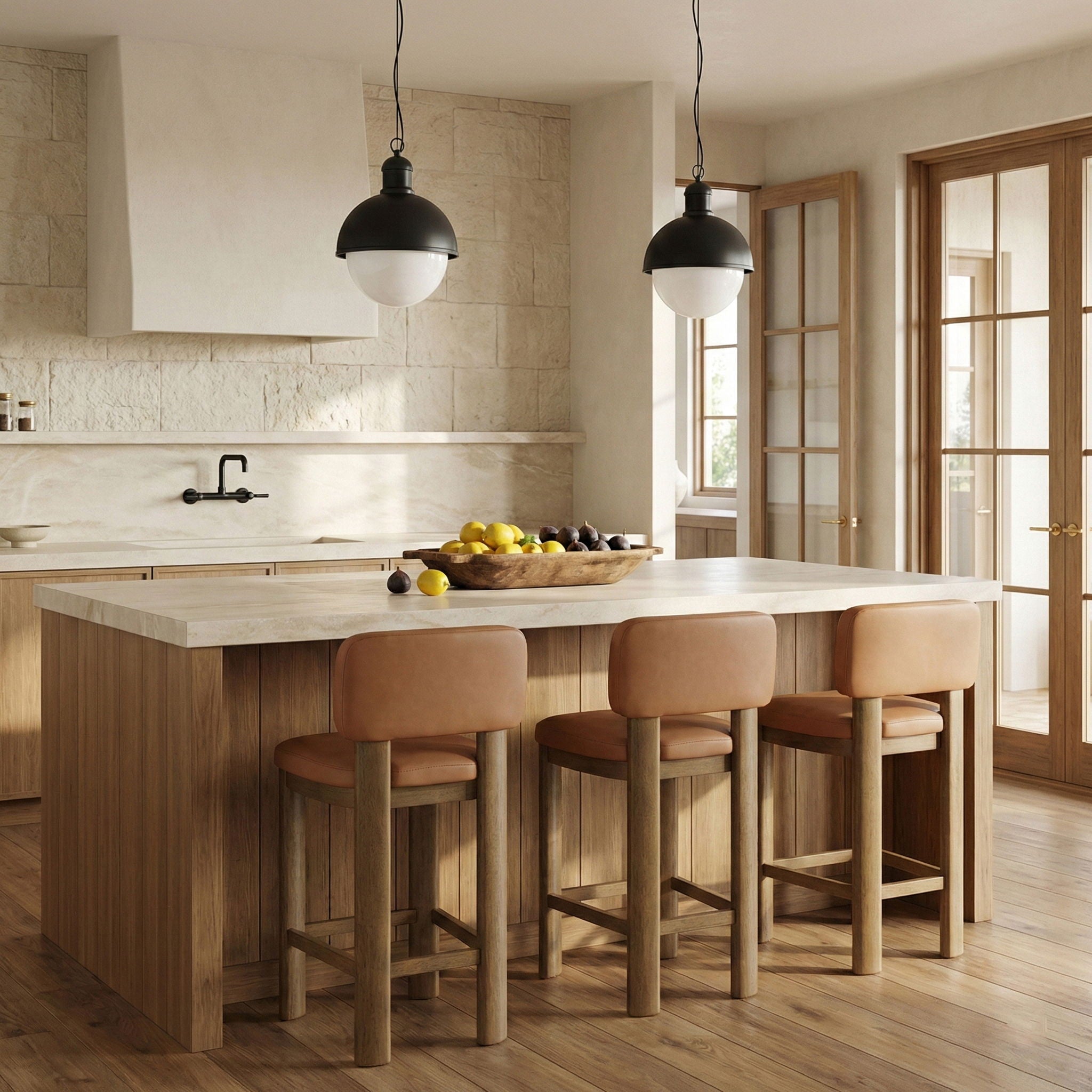 Paloma - Faux Leather Upholstered Counter Stool (Set of 2) - Brown Frame - Urban Living Furniture (Los Angeles, CA)