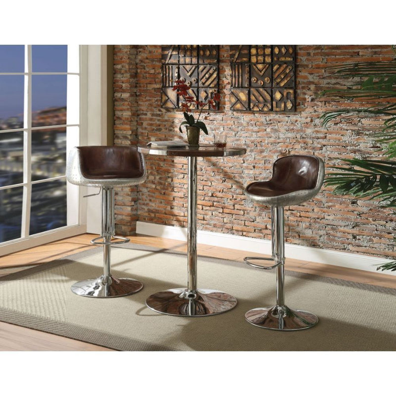 Brancaster - Bar Table - Retro Brown Top Grain Leather & Aluminum - Urban Living Furniture (Los Angeles, CA)