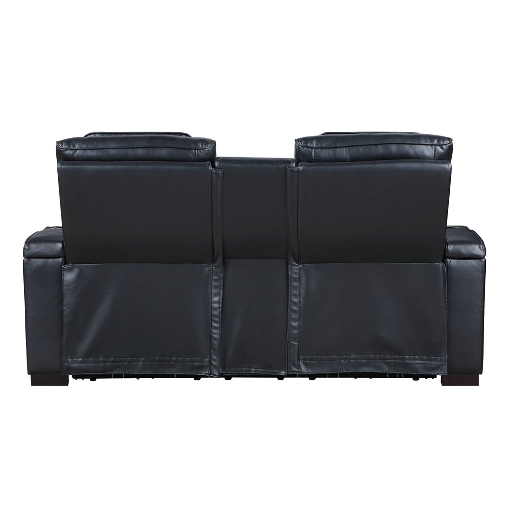 Ephron - Power Motion Loveseat With Console, Power Headrests, LED & Speakers - Black