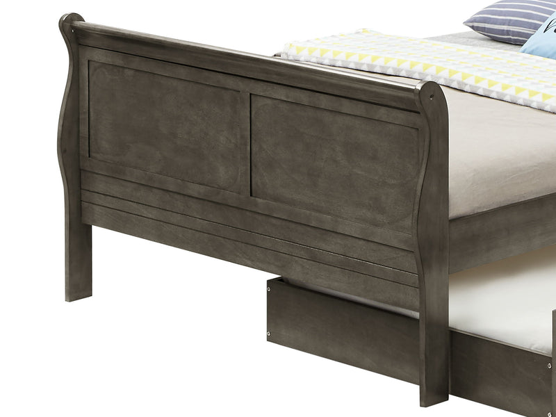 Full Elegant Trundle Bed With Timeless Charm - Gray