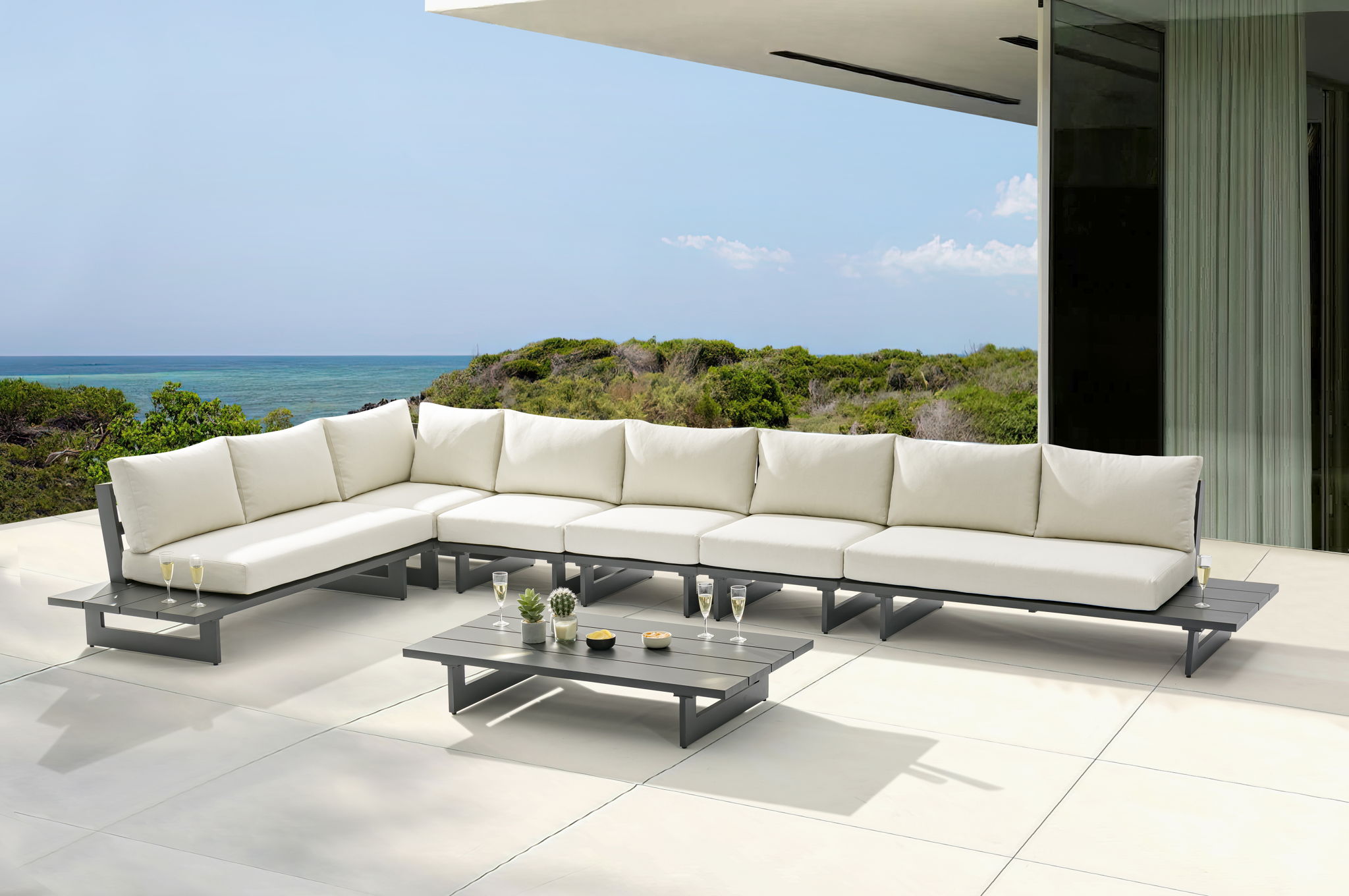 Maldives - 6 Piece Water Resistant Outdoor Patio Modular Sectional With Gray Base - Urban Living Furniture (Los Angeles, CA)