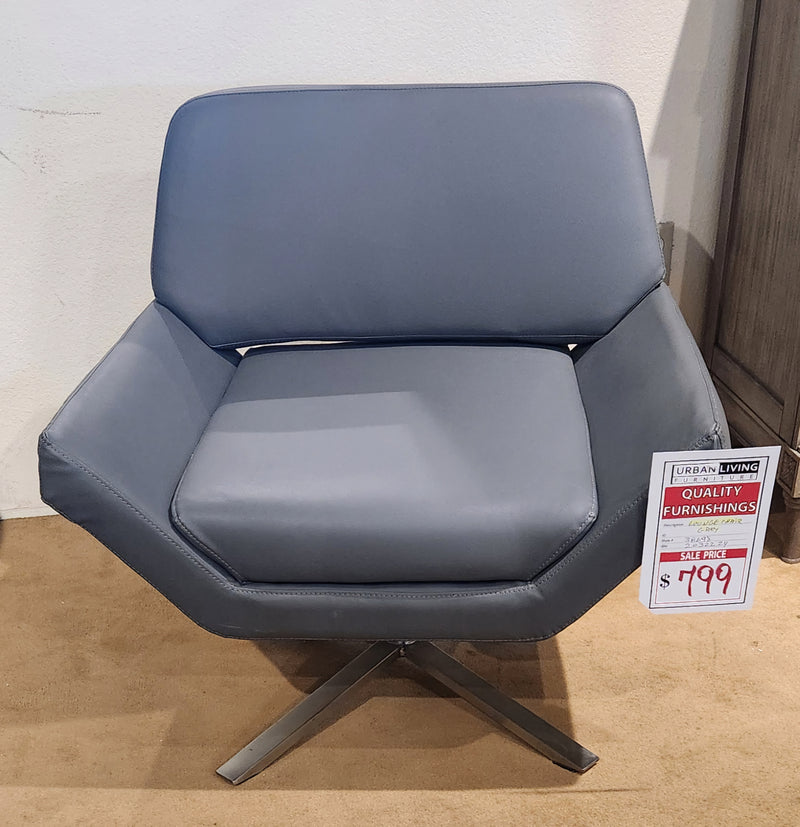 Grey Leather Chair W/ chrome Base