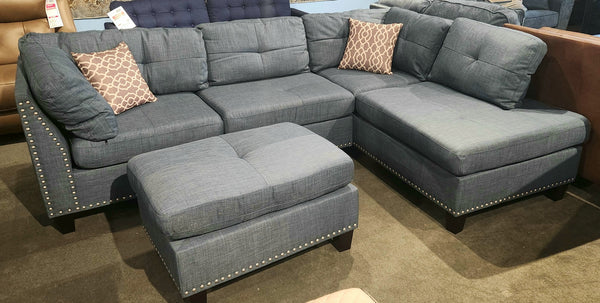 3Pc Sectional Larissa Ottoman Inc In Blue or Grey