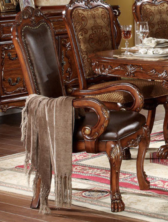 Acme Dresden Pedestal Dining Arm Chairs in Brown Cherry Oak 12154 (Set of 2) image