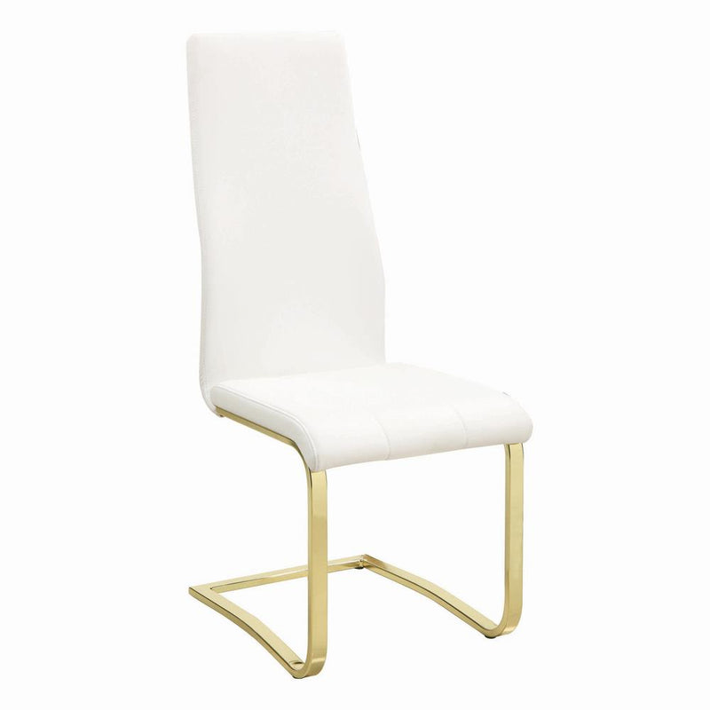 Chanel Modern White and Rustic Brass Side Chair - Urban Living Furniture (Los Angeles, CA)