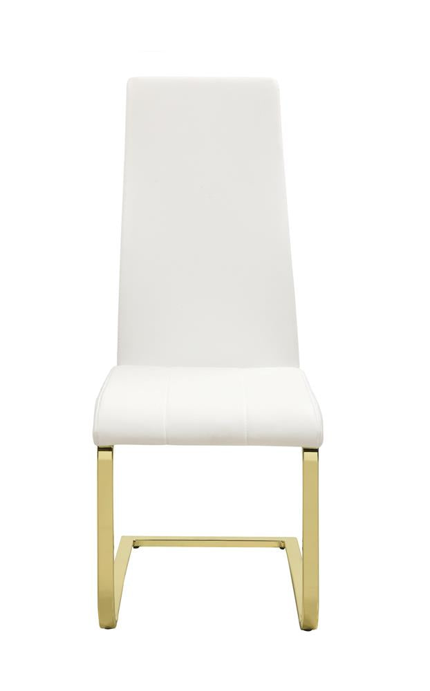 Chanel Modern White and Rustic Brass Side Chair - Urban Living Furniture (Los Angeles, CA)