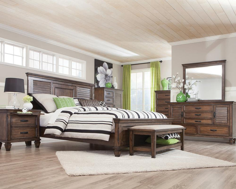 Franco Burnished Oak Eastern King Bed - Urban Living Furniture (Los Angeles, CA)