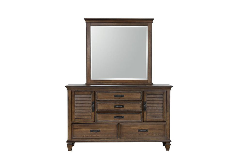 Franco Burnished Oak Five-Drawer Dresser With Two Louvered Doors - Urban Living Furniture (Los Angeles, CA)