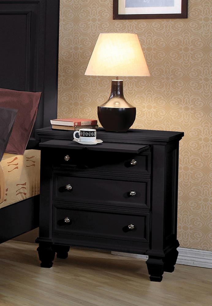 Sandy Beach Black Three-Drawer Nightstand With Tray - Urban Living Furniture (Los Angeles, CA)