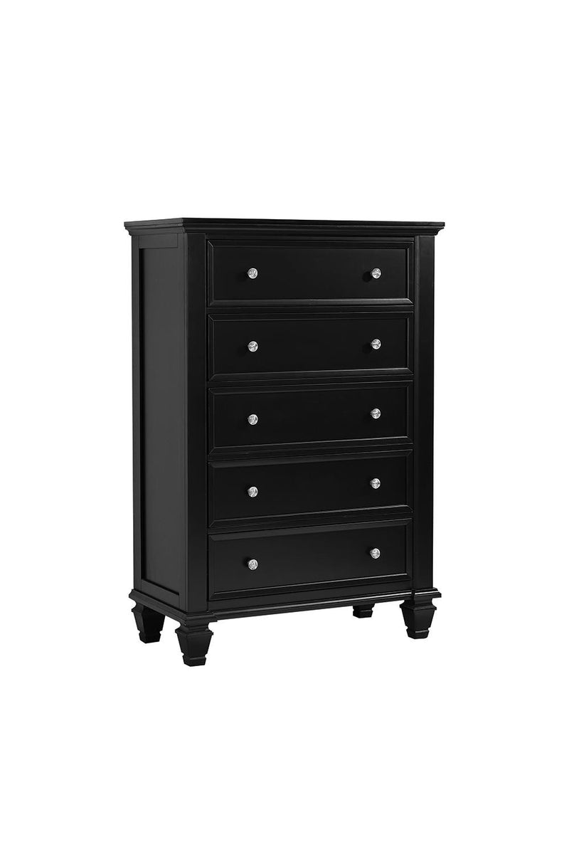 Sandy Beach Black Five-Drawer Chest - Urban Living Furniture (Los Angeles, CA)