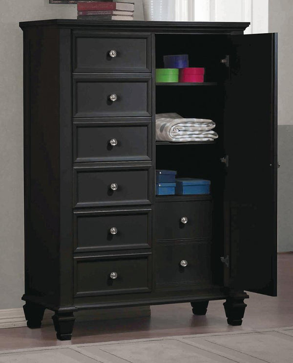 Sandy Beach Black Door Dresser With Concealed Storage image