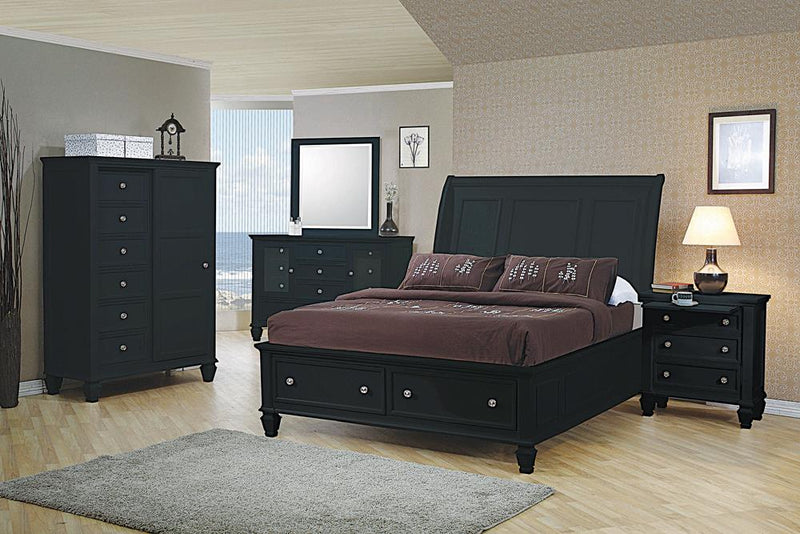 Sandy Beach Black Queen Sleigh Bed With Footboard Storage - Urban Living Furniture (Los Angeles, CA)