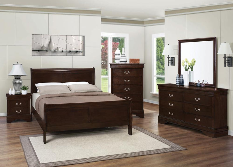 Louis Philippe Cappuccino Queen Sleigh Bed - Urban Living Furniture (Los Angeles, CA)