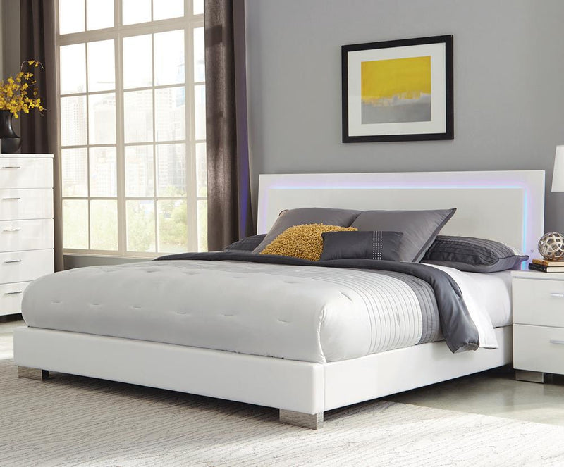 Felicity Contemporary Glossy White Lighted Eastern King Bed - Urban Living Furniture (Los Angeles, CA)