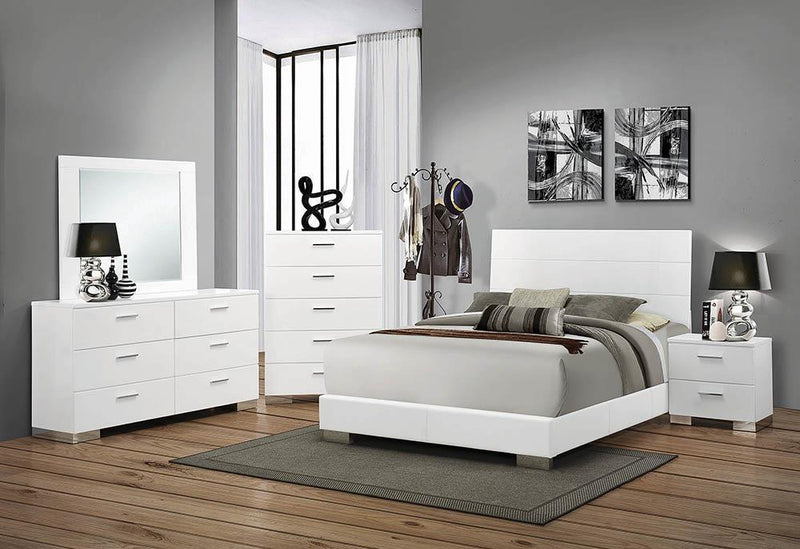 Felicity Contemporary Glossy White Eastern King Bed - Urban Living Furniture (Los Angeles, CA)