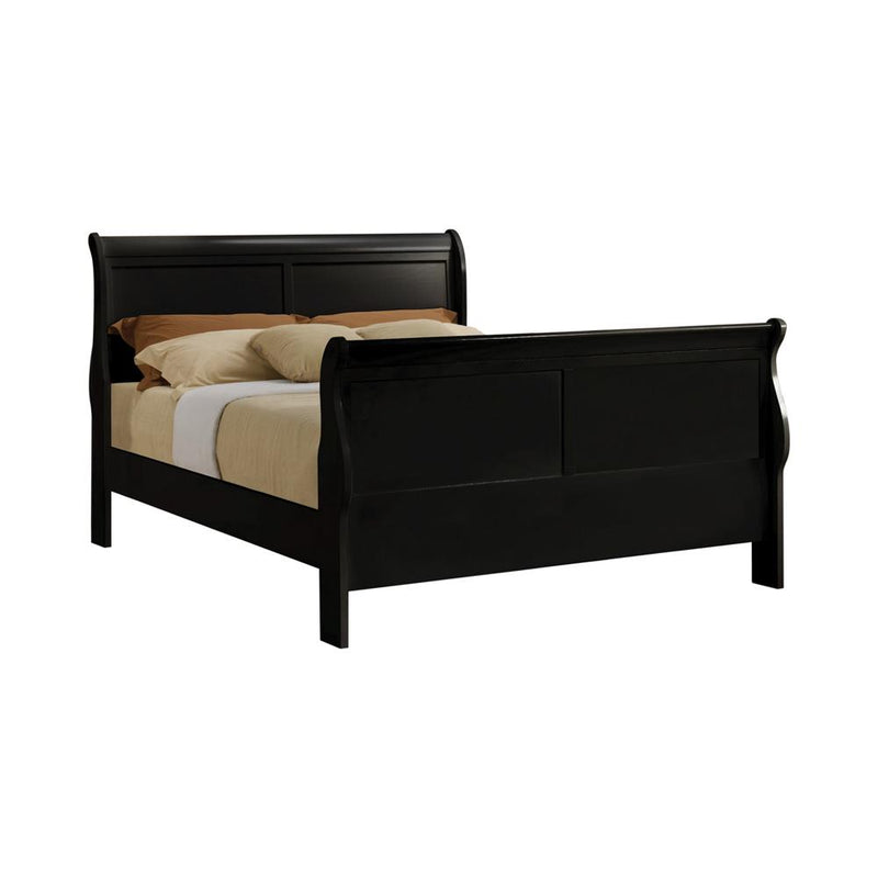 Louis Philippe Traditional Black Sleigh Full Bed - Urban Living Furniture (Los Angeles, CA)