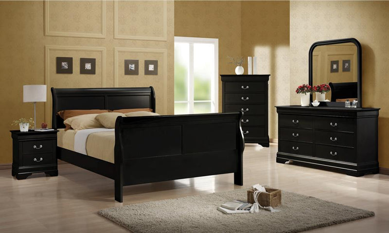 Louis Philippe Traditional Black Sleigh Full Bed - Urban Living Furniture (Los Angeles, CA)