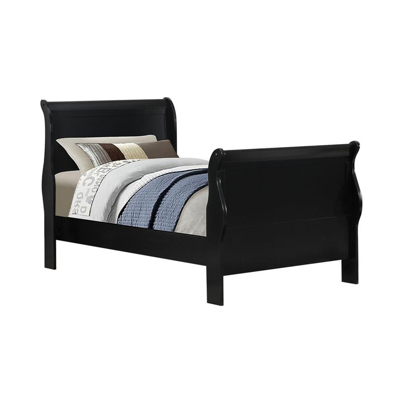 Louis Philippe Traditional Black Sleigh Twin Bed - Urban Living Furniture (Los Angeles, CA)