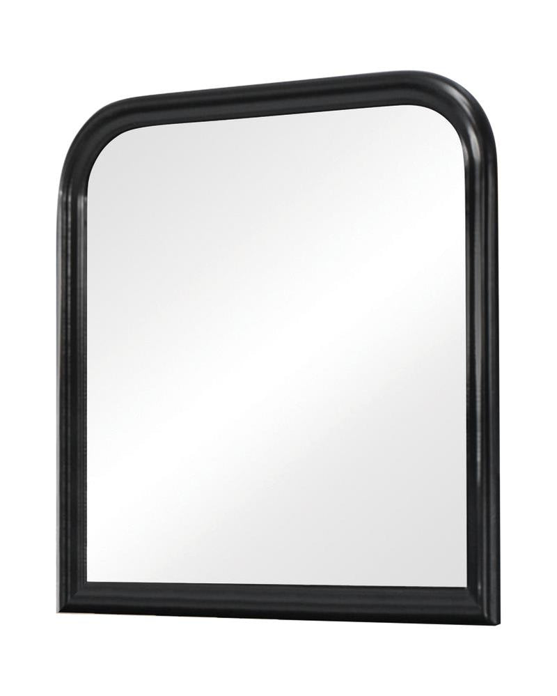 Louis Philippe Black Square Dresser Mirror With Rounded Edges