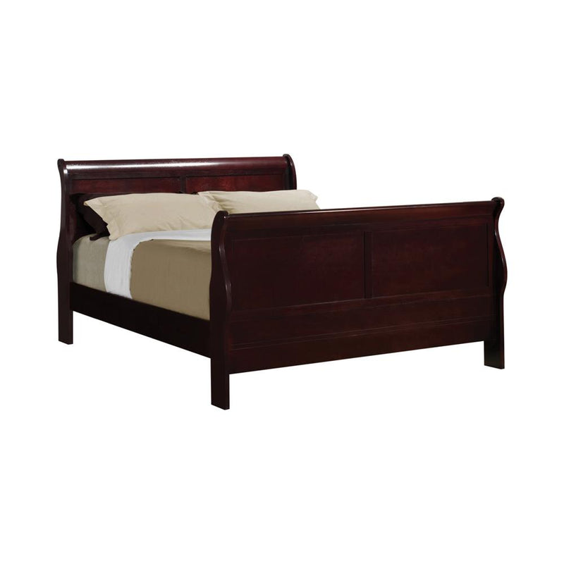 Louis Philippe Traditional Red Brown Sleigh Full Bed - Urban Living Furniture (Los Angeles, CA)