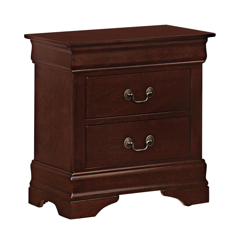 Louis Philippe Red Brown Two-Drawer Nightstand