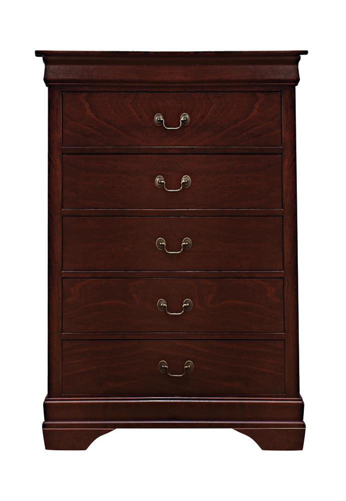 Louis Philippe Red Brown Five-Drawer Chest - Urban Living Furniture (Los Angeles, CA)