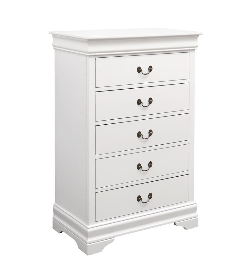 Louis Philippe White Five-Drawer Chest - Urban Living Furniture (Los Angeles, CA)