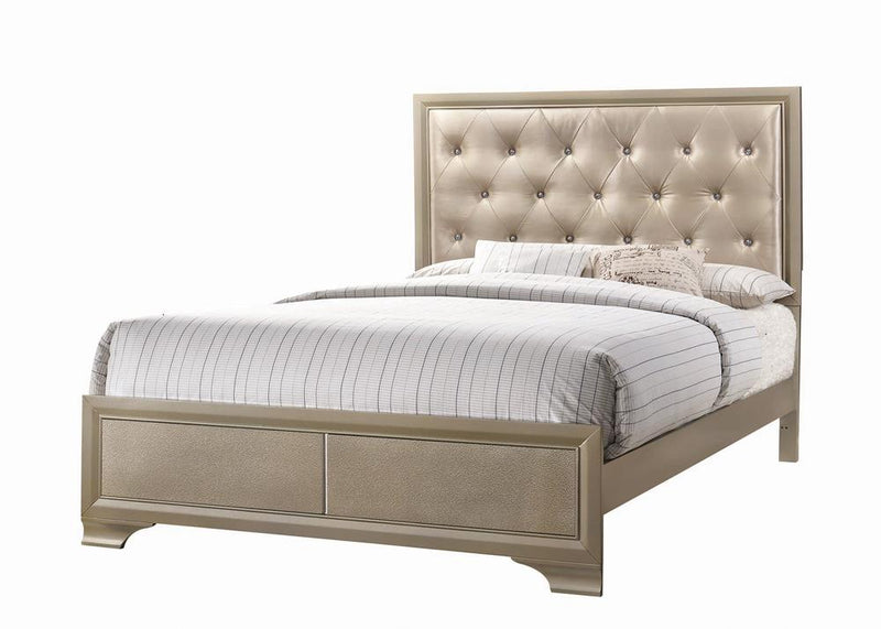 Beaumont Transitional Champagne Queen Bed - Urban Living Furniture (Los Angeles, CA)