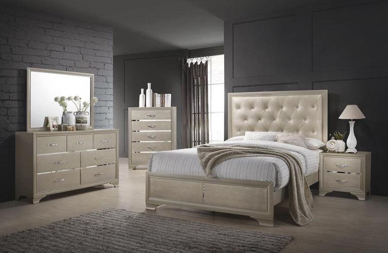 Beaumont Transitional Champagne Queen Bed - Urban Living Furniture (Los Angeles, CA)