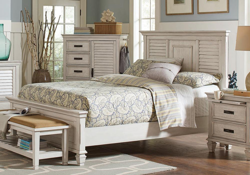 Franco Antique White Eastern King Bed - Urban Living Furniture (Los Angeles, CA)