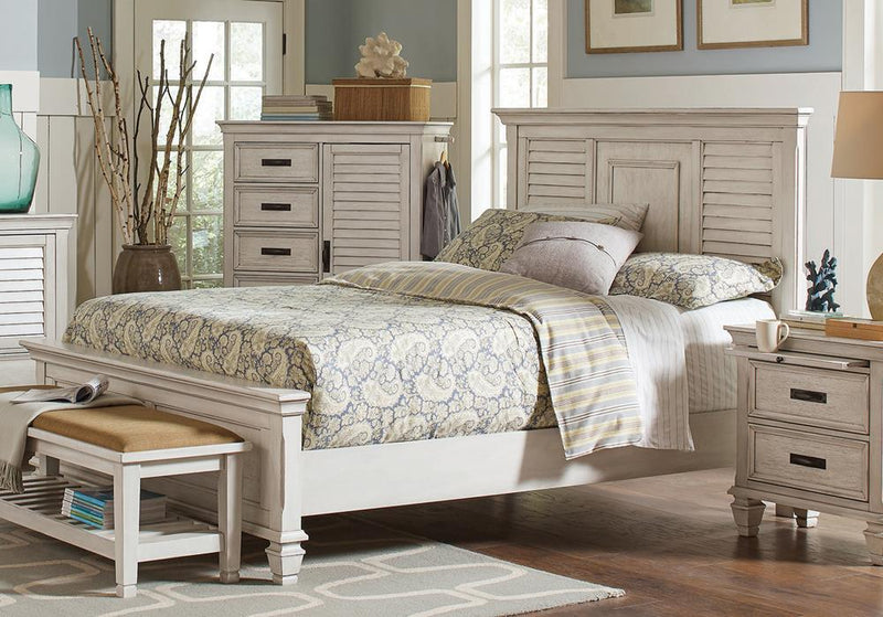 Franco Antique White Queen Bed - Urban Living Furniture (Los Angeles, CA)