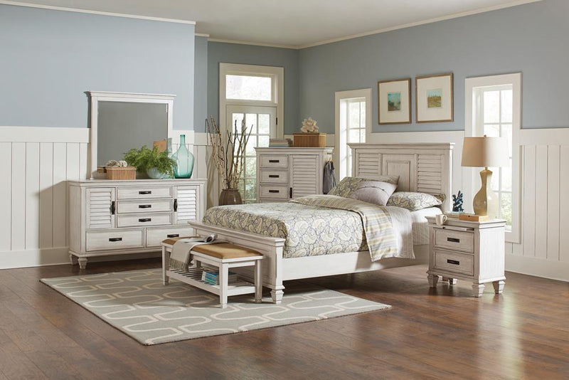 Franco Antique White Queen Bed - Urban Living Furniture (Los Angeles, CA)