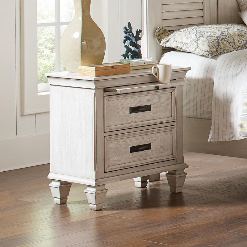 Franco Antique White Two-Drawer Nightstand With Tray - Urban Living Furniture (Los Angeles, CA)