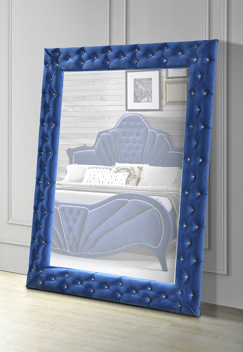 Dante Blue Velvet Accent Floor Mirror image