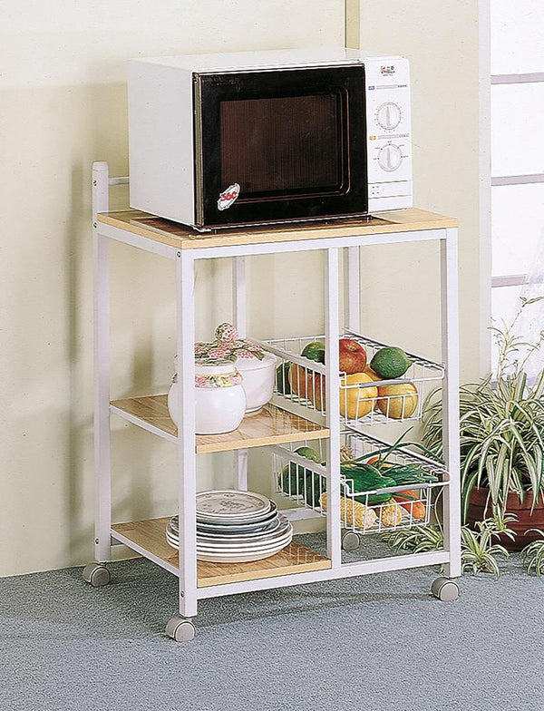 Natural Brown and White Casual Kitchen Cart image