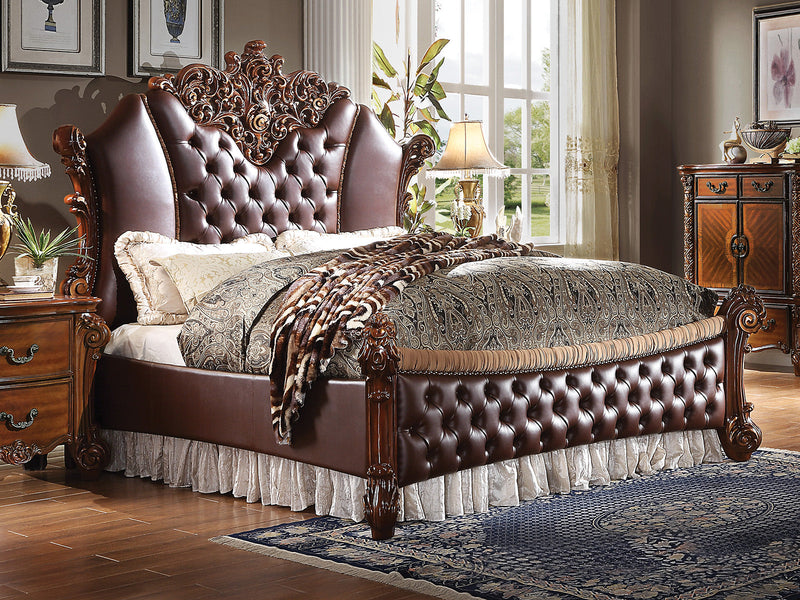 Acme Vendome II Queen Upholstered Bed with Button Tufted Headboard in Cherry 28020Q image
