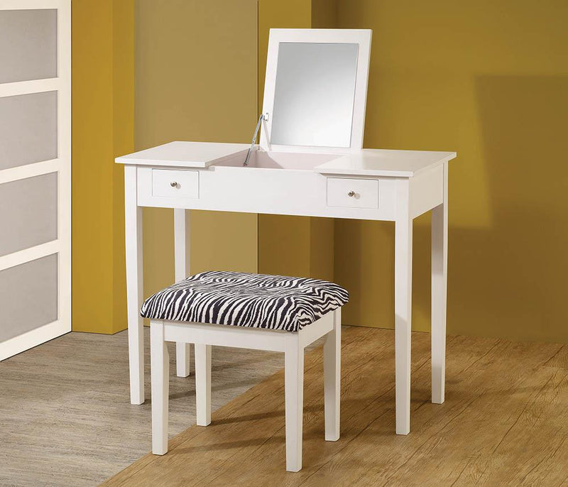 G300285 Casual White Vanity and Upholstered Stool - Urban Living Furniture (Los Angeles, CA)