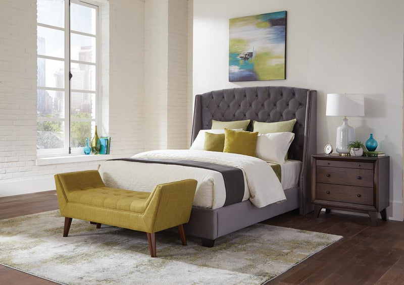 Pissarro Transitional Upholstered Grey and Chocolate Eastern King Bed - Urban Living Furniture (Los Angeles, CA)