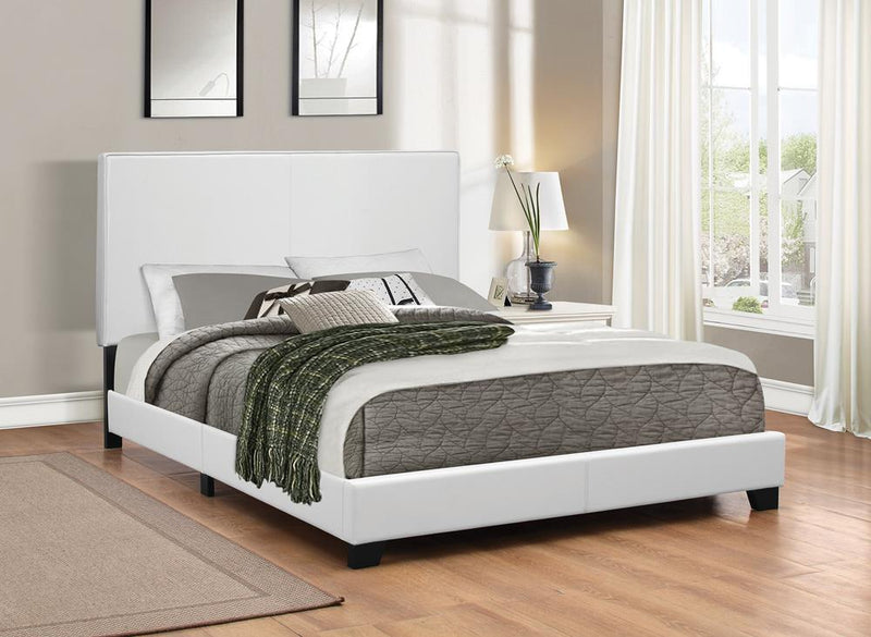 Mauve Upholstered Platform White Twin Bed image